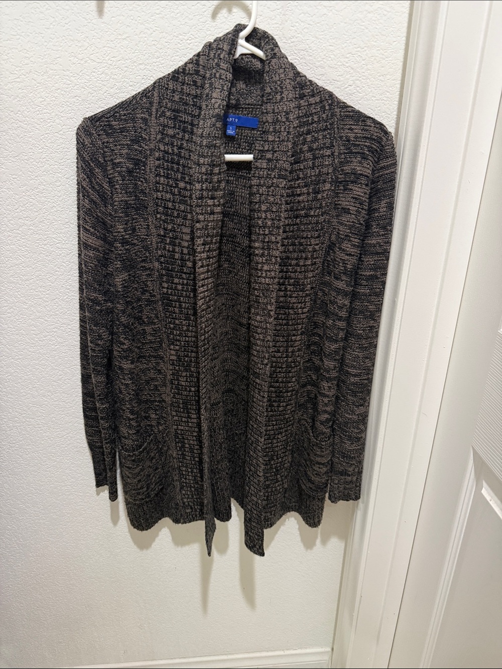 Apt. 9 Marled Open-Front Shawl Cardigan in Brown and Black
